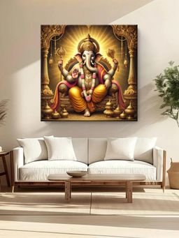999Store - Divine Majesty of Lord Ganesha Seated In Royal Splendour Painting