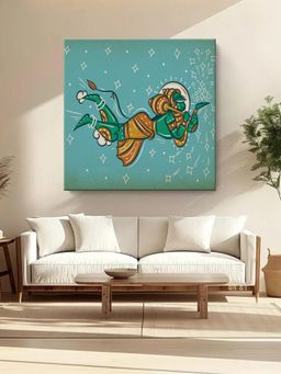 999Store - Mythical Hanuman Flying with The Mountain of Herbs In Indian Folk Style Painting