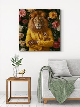 999Store - Lion Art Pink Flowers Painting