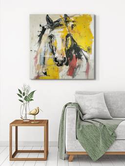 999Store - Abstract Horse Yellow Painting