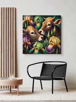 999Store - Cows Flowers Rustic Art Traditional Homes Canvas Painting