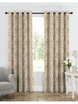 CASABLEU - Calvin Matty Heavy Polyester Beige Curtains (Pack of 2)