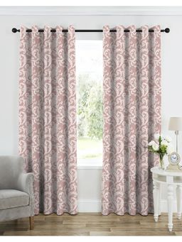 CASABLEU - Calvin Matty Heavy Polyester Bonjour Pink Curtains (Pack of 2)