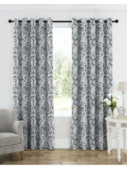 CASABLEU - Calvin Matty Heavy Polyester Grey Curtains (Pack of 2)