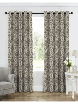 CASABLEU - Calvin Matty Heavy Polyester Zorba Brown Curtains (Pack of 2)