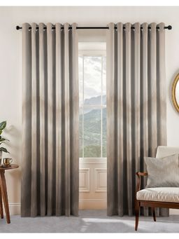 CASABLEU - Kivo Chiku Brown Polyester Blackout Curtains (Pack of 2)