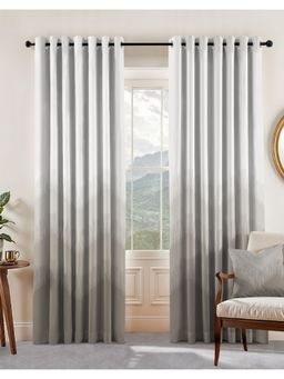 CASABLEU - Kivo Light Stone Grey Polyester Blackout Curtains (Pack of 2)