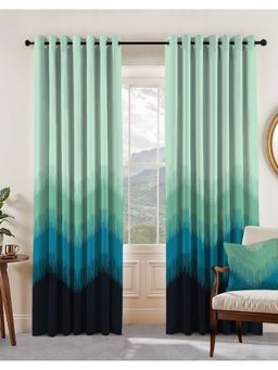 CASABLEU - Kivo Green Polyester Blackout Curtains (Pack of 2)