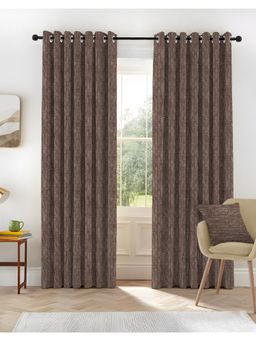 CASABLEU - Kovo Coffee Brown Polyester Blackout Printed Curtains (Pack of 2)