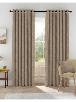 CASABLEU - Kovo Dark Brown Polyester Blackout Printed Curtains (Pack of 2)