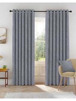 CASABLEU - Kovo Dark Grey Polyester Blackout Printed Curtains (Pack of 2)
