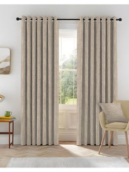 CASABLEU - Kovo Light Brown Polyester Blackout Printed Curtains (Pack of 2)