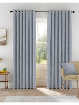 CASABLEU - Kovo Light Grey Polyester Blackout Printed Curtains (Pack of 2)