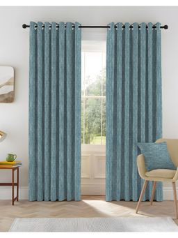 CASABLEU - Kovo Teal Polyester Blackout Printed Curtains (Pack of 2)