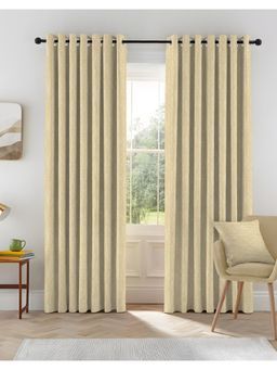 CASABLEU - Kovo Yellow Polyester Blackout Printed Curtains (Pack of 2)