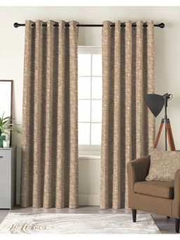 CASABLEU - Liva Chiku Brown Polyester Blackout Curtains (Pack of 2)