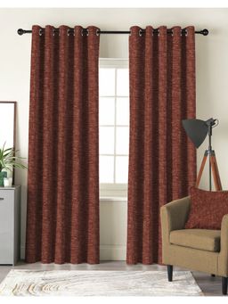 CASABLEU - Liva Clay Maroon Polyester Blackout Curtains (Pack of 2)