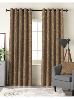CASABLEU - Liva Coffee Brown Polyester Blackout Curtains (Pack of 2)