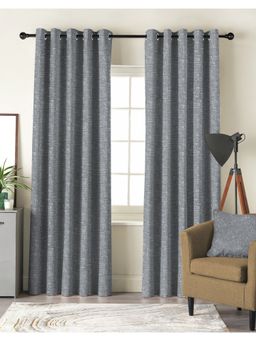 CASABLEU - Liva Grey Polyester Blackout Curtains (Pack of 2)