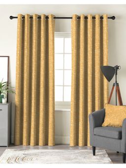 CASABLEU - Liva Mustard Polyester Blackout Curtains (Pack of 2)