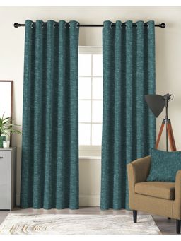 CASABLEU - Liva Teal Polyester Blackout Curtains (Pack of 2)