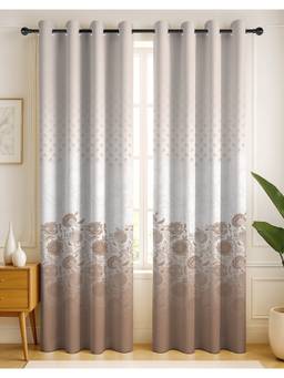 NEFERTITI HOME - Botanica Brown Floral Whiteout Curtains (Pack of 2)