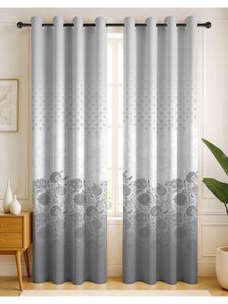 NEFERTITI HOME - Botanica Grey Floral Whiteout Curtains (Pack of 2)