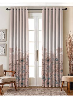 NEFERTITI HOME - Elara Floral Taupe Whiteout Curtains (Pack of 2)