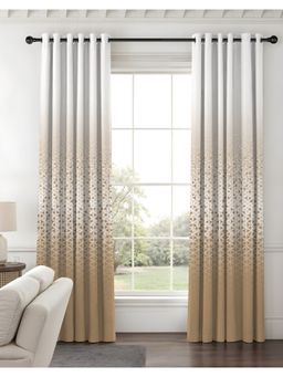 NEFERTITI HOME - Nexus Geometric Beige Whiteout Curtains (Pack of 2)