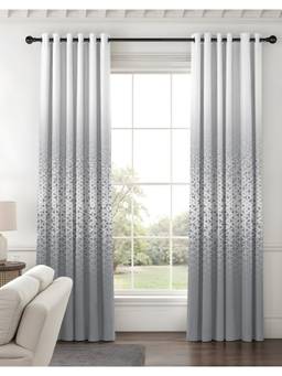 NEFERTITI HOME - Nexus Geometric Grey Whiteout Curtains (Pack of 2)