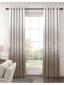 NEFERTITI HOME - Nexus Geometric Taupe Whiteout Curtains (Pack of 2)