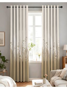 NEFERTITI HOME - Pastora Floral Beige Whiteout Curtains (Pack of 2)