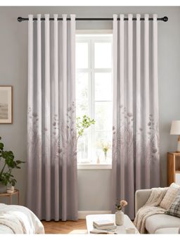 NEFERTITI HOME - Pastora Floral Taupe Whiteout Curtains (Pack of 2)