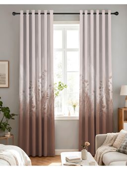 NEFERTITI HOME - Pastora Floral Mocha Brown Whiteout Curtains (Pack of 2)