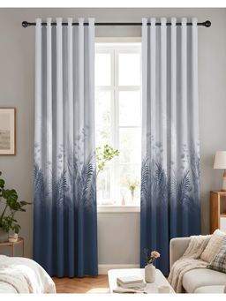 NEFERTITI HOME - Pastora Floral Navy Blue Whiteout Curtains (Pack of 2)