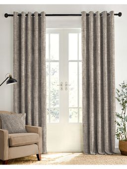 CASABLEU - Textura Brown Polyester Blackout Curtains (Pack of 2)