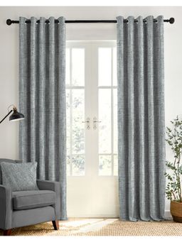 CASABLEU - Textura Grey Polyester Blackout Curtains (Pack of 2)