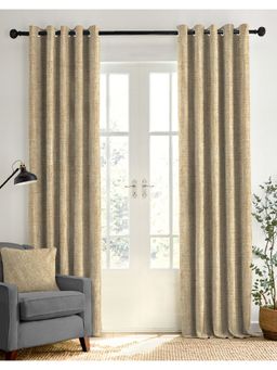 CASABLEU - Textura Mustard Polyester Blackout Curtains (Pack of 2)