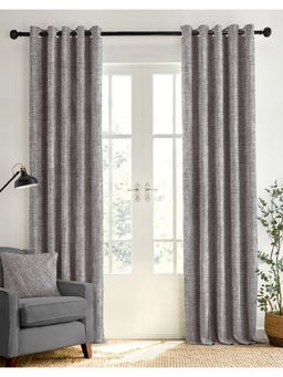 CASABLEU - Textura Stone Grey Polyester Blackout Curtains (Pack of 2)