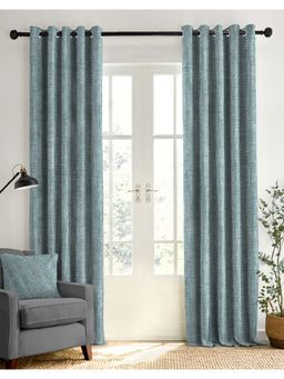 CASABLEU - Textura Teal Polyester Blackout Curtains (Pack of 2)