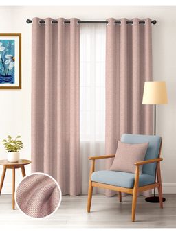 CASABLEU - Twillbone Baby Pink Polyester Blackout Curtains (Pack of 2)