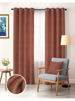 CASABLEU - Twillbone Clay Maroon Polyester Blackout Curtains (Pack of 2)