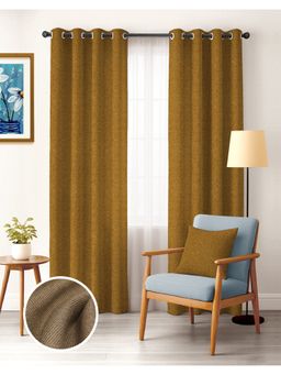 CASABLEU - Twillbone Dark Mustard Polyester Blackout Curtains (Pack of 2)