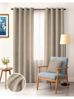 CASABLEU - Twillbone Light Brown Polyester Blackout Curtains (Pack of 2)