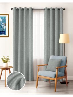 CASABLEU - Twillbone Light Grey Polyester Blackout Curtains (Pack of 2)