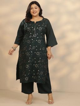 Extra love by Libas - Green Rayon Three Fourth Sleeves Kurta