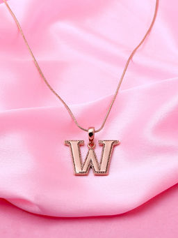 Estele - Rose Gold Plated Wonderful W Charm Alphabet Initials Pendant for Women