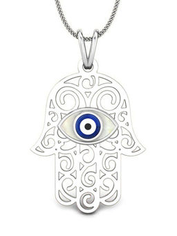Candere by Kalyan Jewellers - Bis Hallmarked White Gold Evil-Eye 14Kt Pendant for Women/Girls