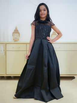 devils n angels - Black Elegant Kids Girls Dress