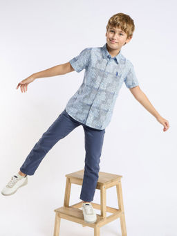 U.S. POLO ASSN. - Kids Printed Blue Shirt